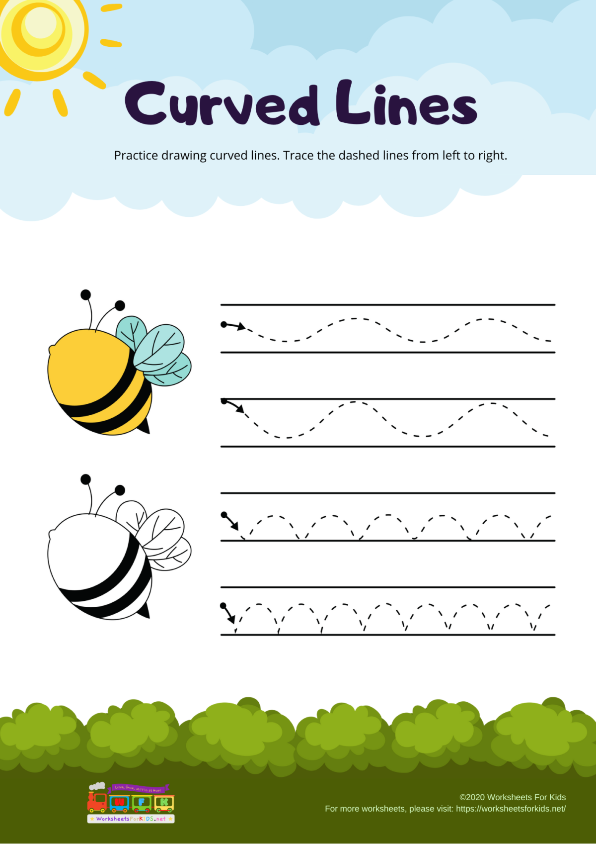 curved line pattern worksheets worksheet hero - trace upward and